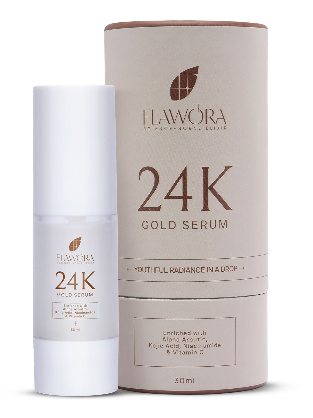 Flawora 24k Gold Face Serum For Brightening & Anti-Aging Skin & D-Tan Lotion For Pigmentation Tan Removal 