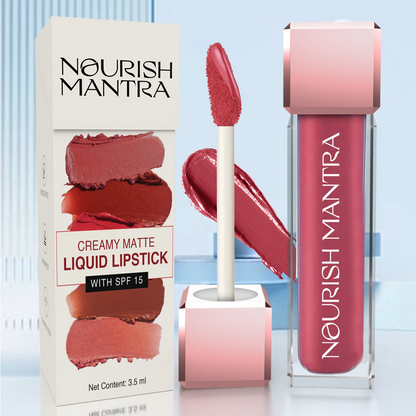 Nourish Mantra Liquid Lipstick Creamy Matte with SPF / Water Proof, Smudge Proof Shade-Jashn-e-gulab