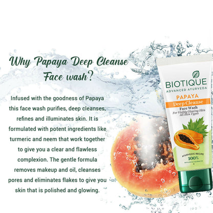 Biotique Bio Papaya Deep Cleanse Visibly Glowing Skin Face Wash