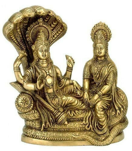 Buy Pranchi Brass Idol Of Lord Vishnu Laxmi On Sheshnag