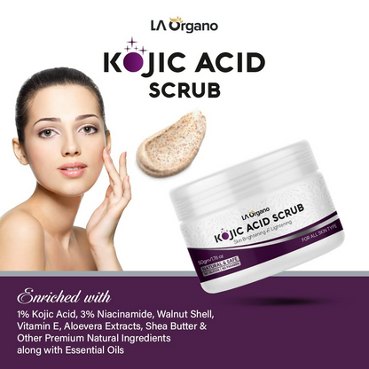 LA Organo 1% Kojic Acid Skin Lightening & Brightening Face & Body Scrub