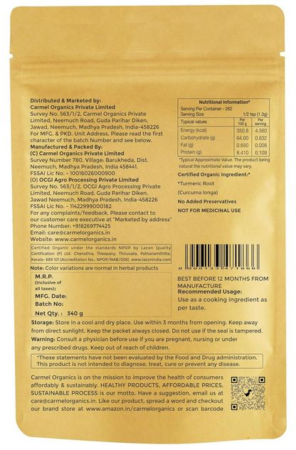 Carmel Organics Turmeric Root Powder