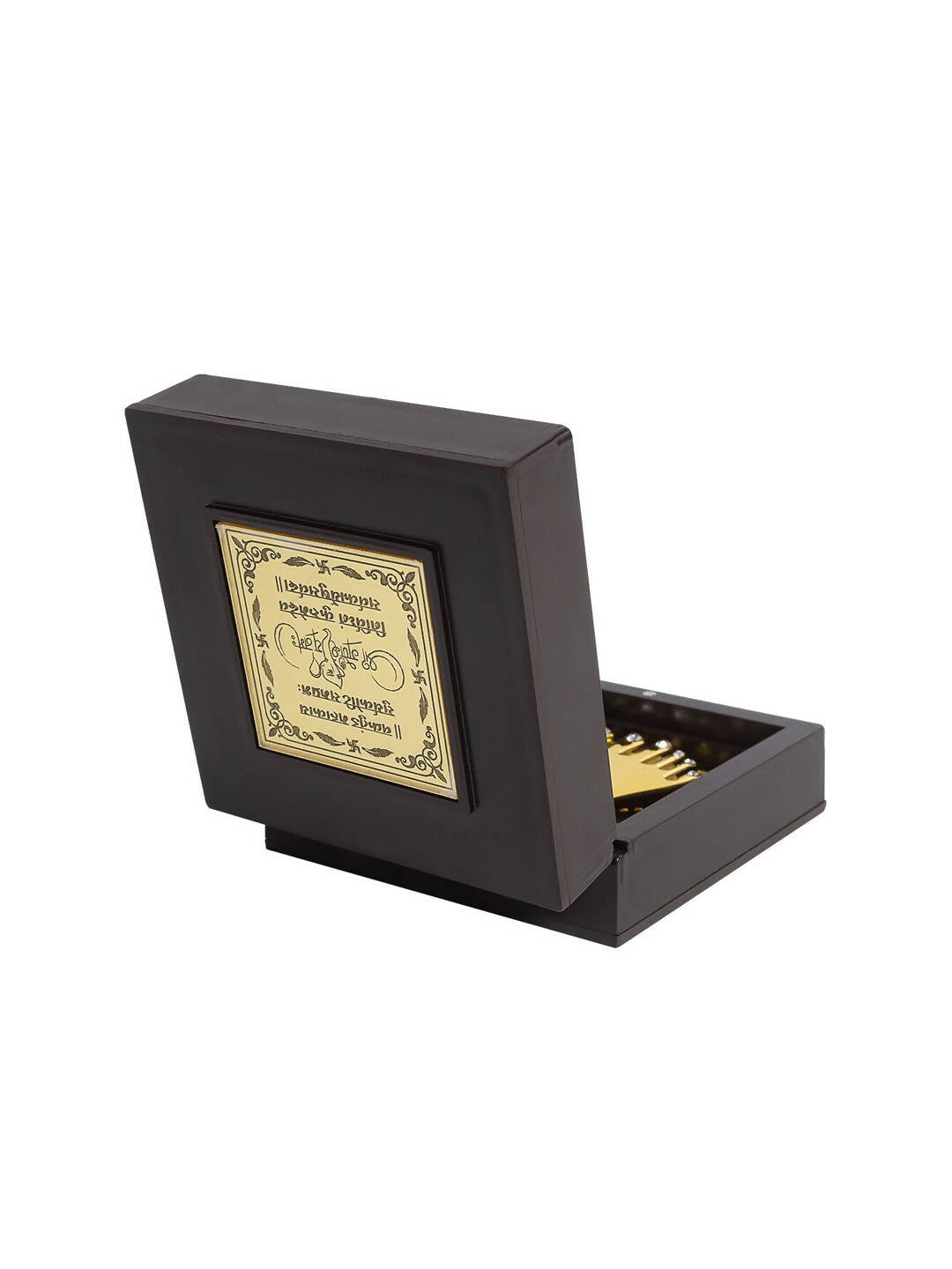 Golden Peacock Brown Wooden Ganesha Prayer Box