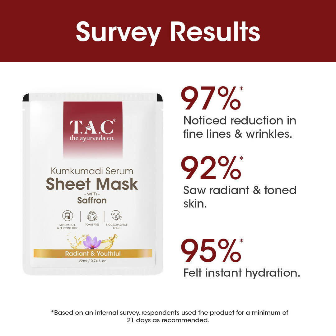 TAC - The Ayurveda Co. Kumkumadi Serum Sheet Mask | with Saffron | for Nourished & Moisturized Skin - DrMediCart