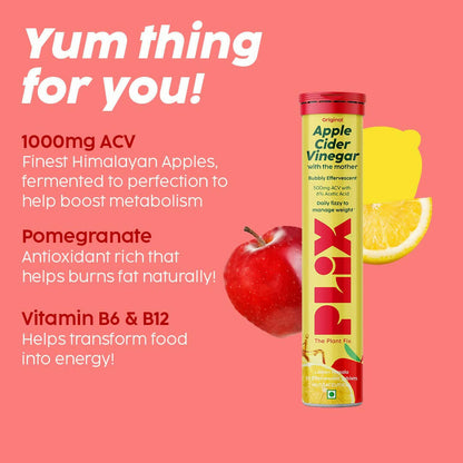PLIX The Plant Fix Apple Cider Vinegar Effervescent Tablet with Mother - Lemon Masala