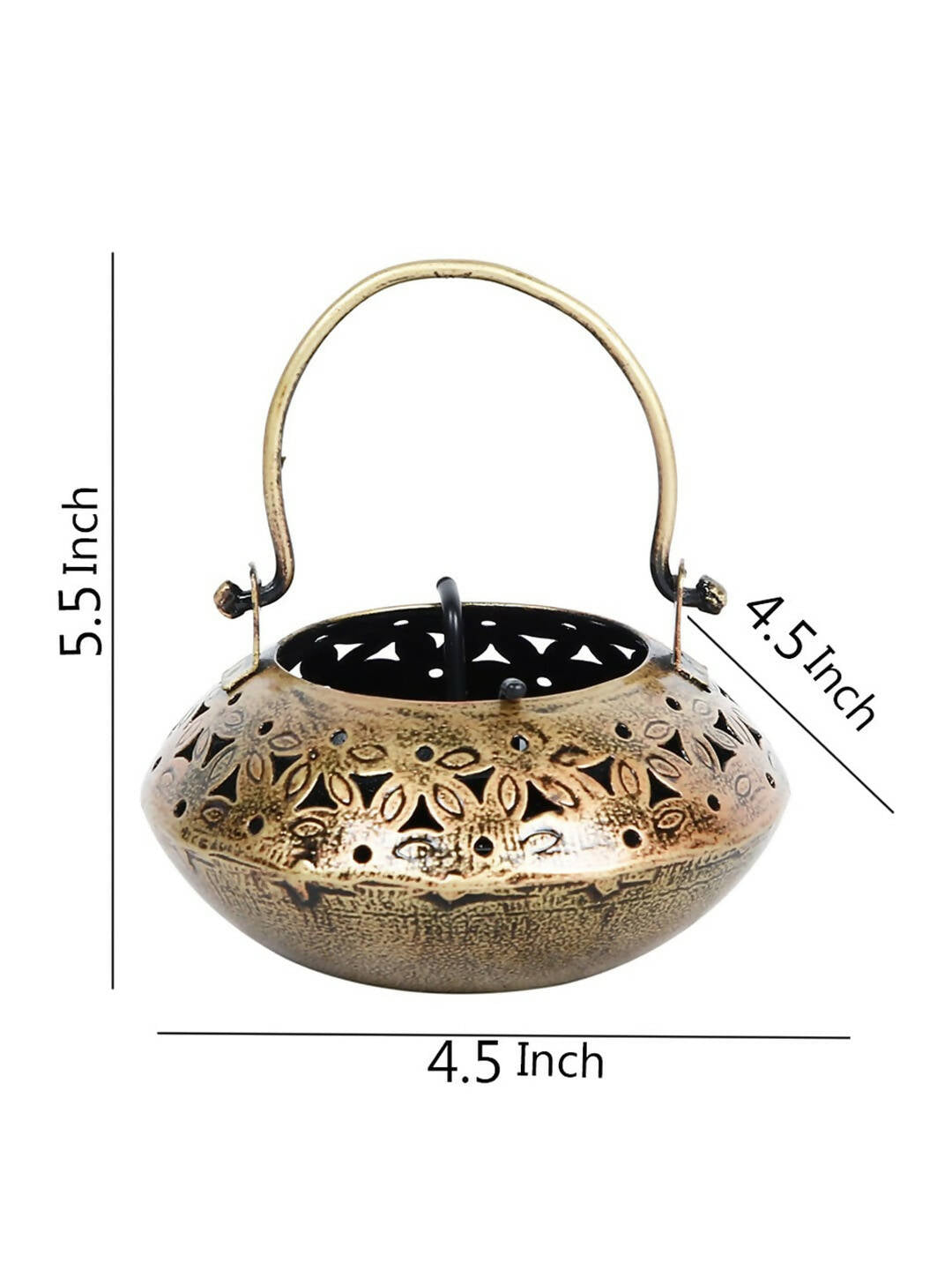 CraftVatika Gold -Toned Metal Degchi Hanging Tealight Candle Holder