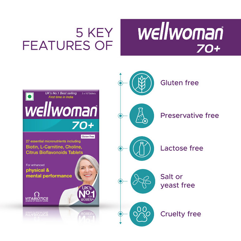 Wellwoman 70+ Health Supplements UK's No.1 Vitamin Tablets For Women above 70 (28 Vitamins And Nutrients)