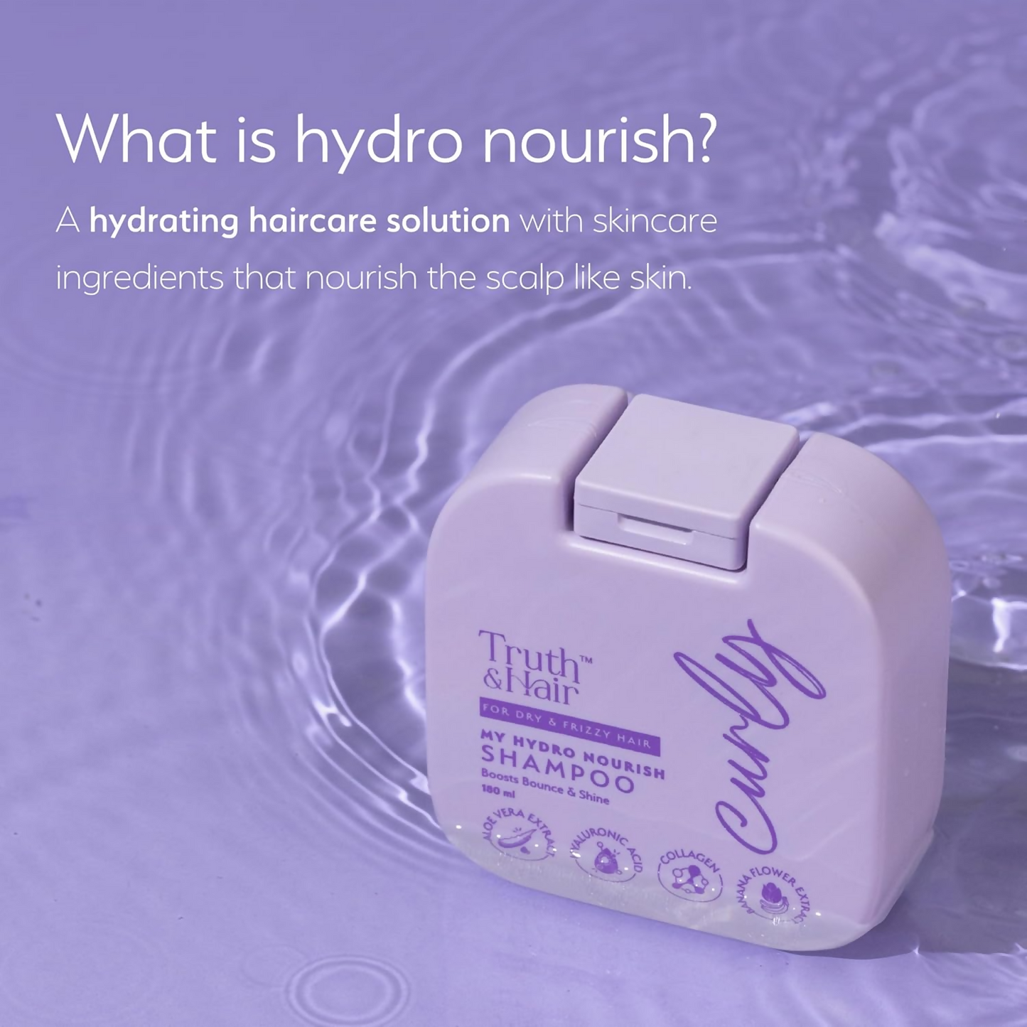 Truth & Hair Hydro Nourish Shampoo For Curly Hair With Aloevera Leaf Powder