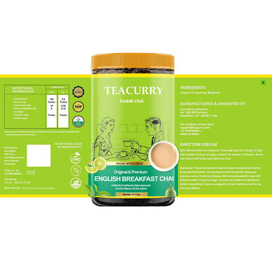 Buy Teacurry English Breakfast Chai Powder from DrMediCart, Ship from India to USA