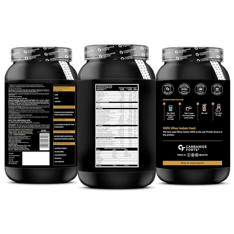 Carbamide Forte Whey Isolate 100% Pure Protein Powder - Belgian Chocolate