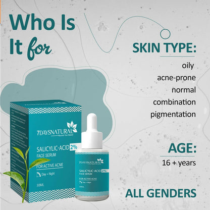 7 Days 2% Salicylic Acid Serum for Acne, Blackheads & Whiteheads Removal