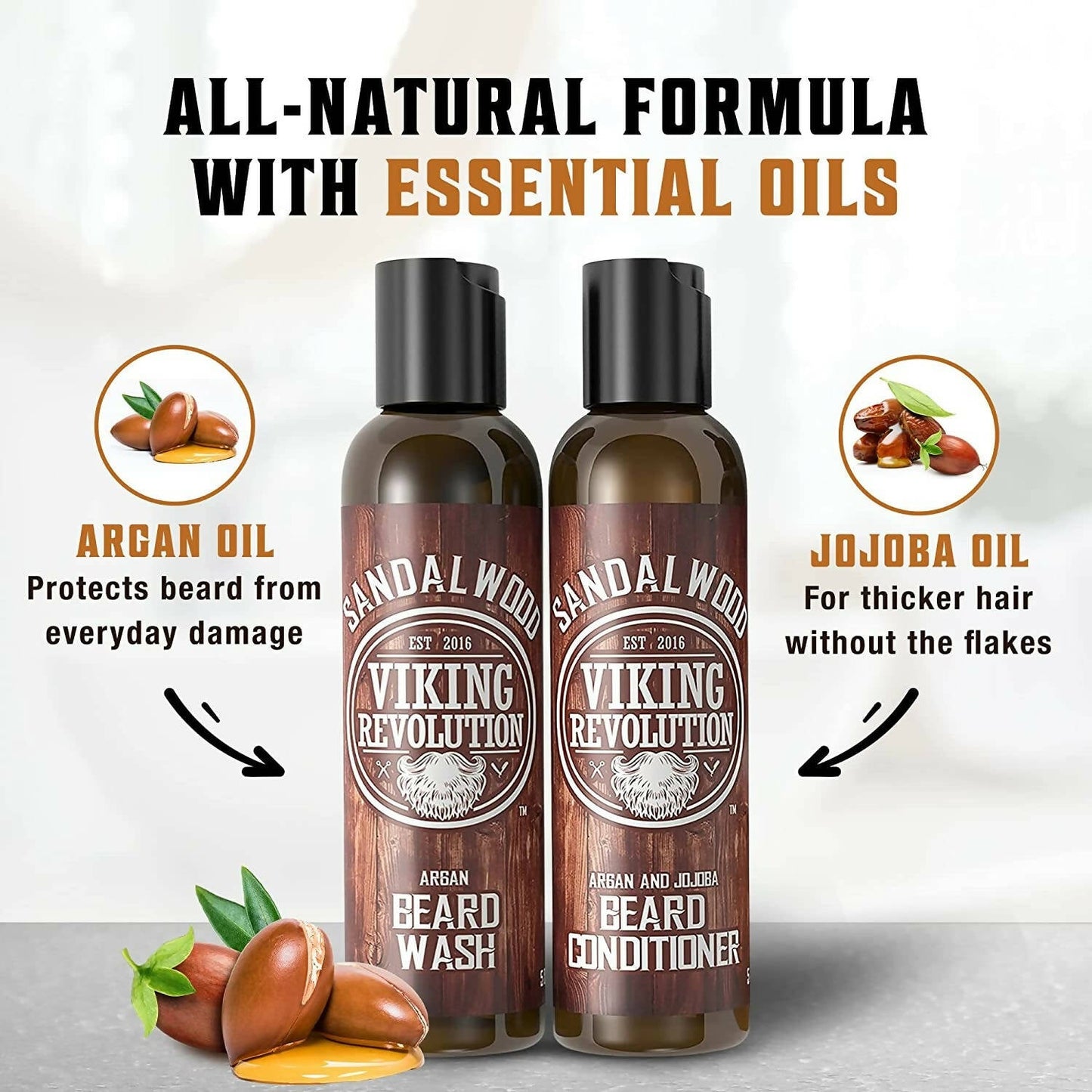 Viking Revolution Sandalwood Beard Wash and Beard Conditioner Combo - DrMediCart