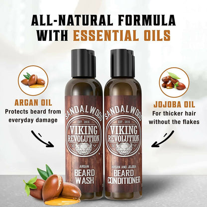 Viking Revolution Sandalwood Beard Wash and Beard Conditioner Combo - DrMediCart