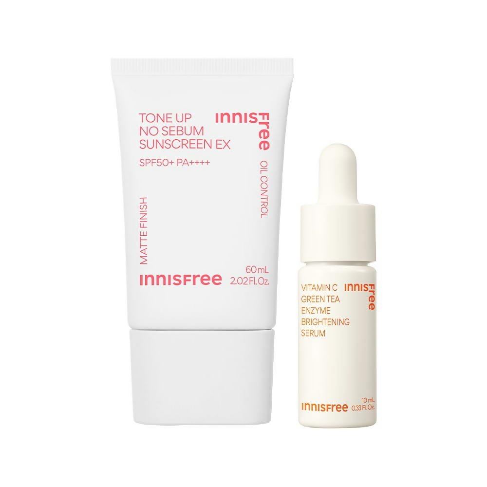 Innisfree Tone Up No Sebum Sunscreen with SPF 50+ PA++++& Innisfree Vita C Enzyme Brightening Serum