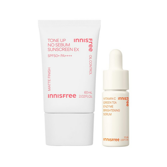 Innisfree Tone Up No Sebum Sunscreen with SPF 50+ PA++++& Innisfree Vita C Enzyme Brightening Serum