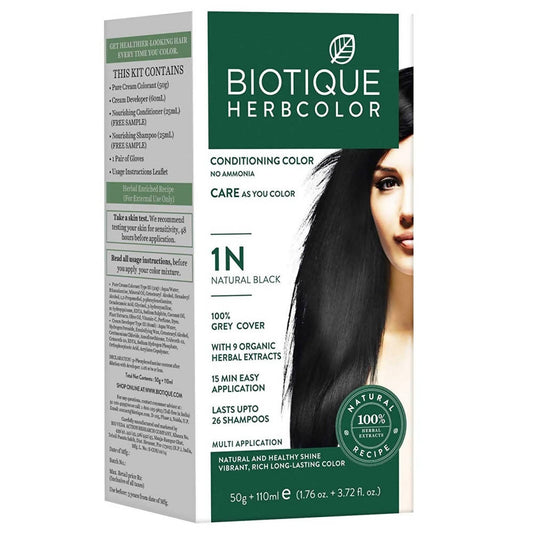 Buy Biotique Bio Herbcolor 1N Natural Black Conditioning Color from DrMediCart, Ship from India to USA