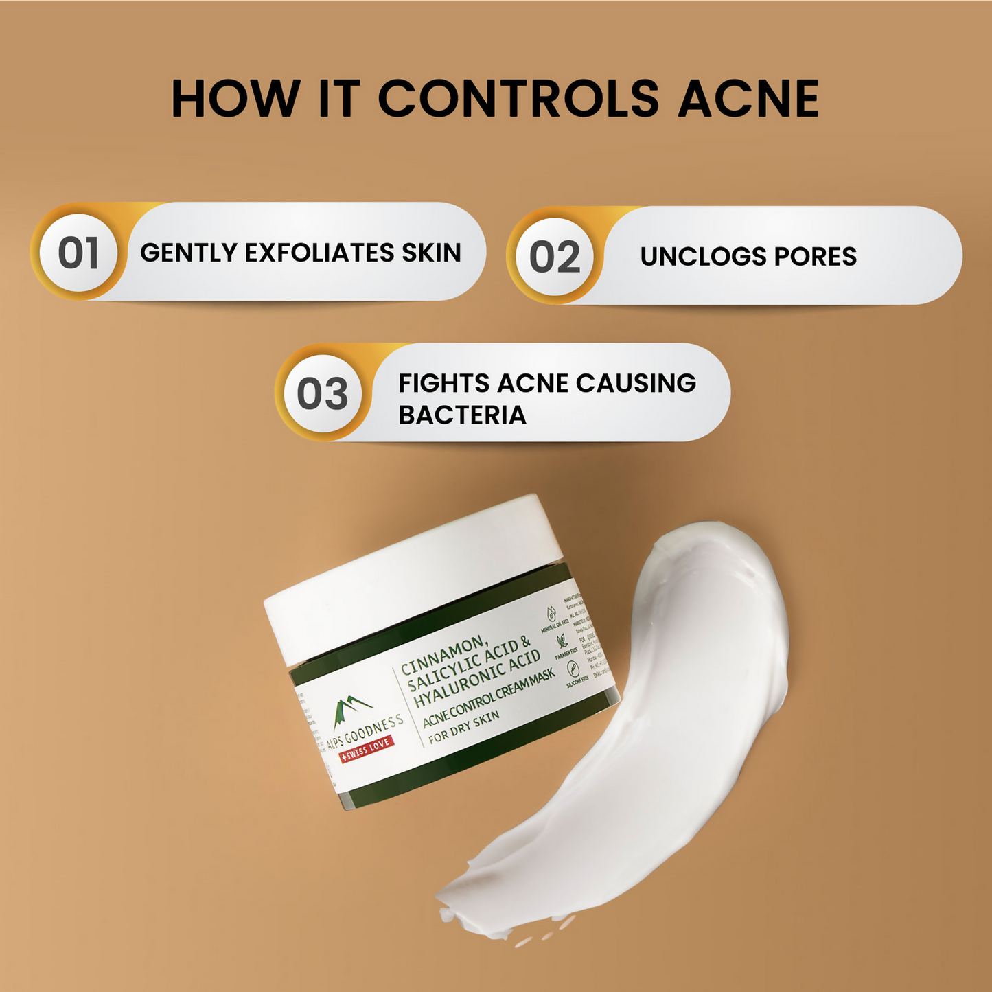 Alps Goodness Acne Control Face Mask for Dry Skin with Cinnamon, Salicylic Acid and Hyaluronic Acid