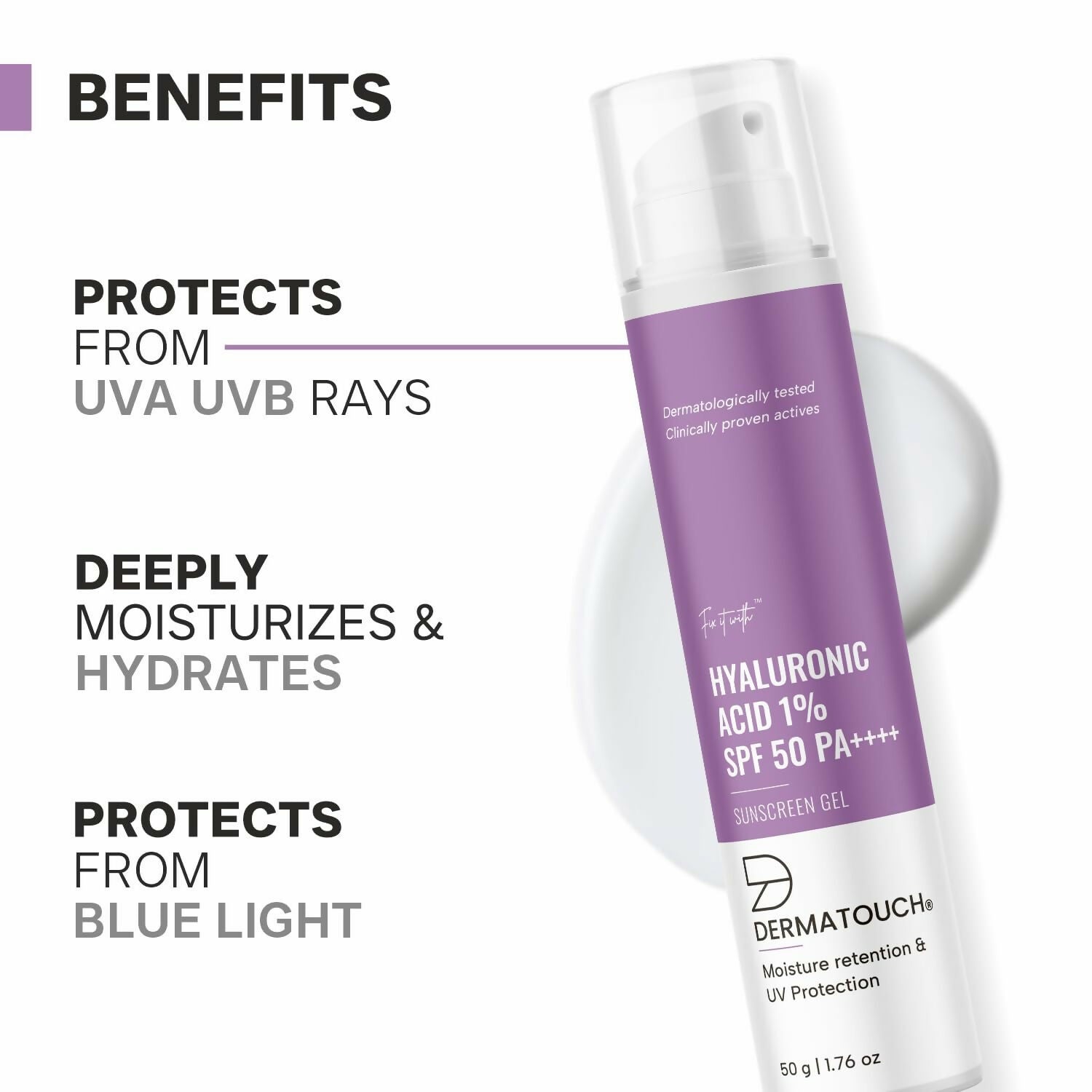 Dermatouch Hyaluronic Sunscreen Hydrating Ultra Light Aqua Gel With SPF 50 PA++++