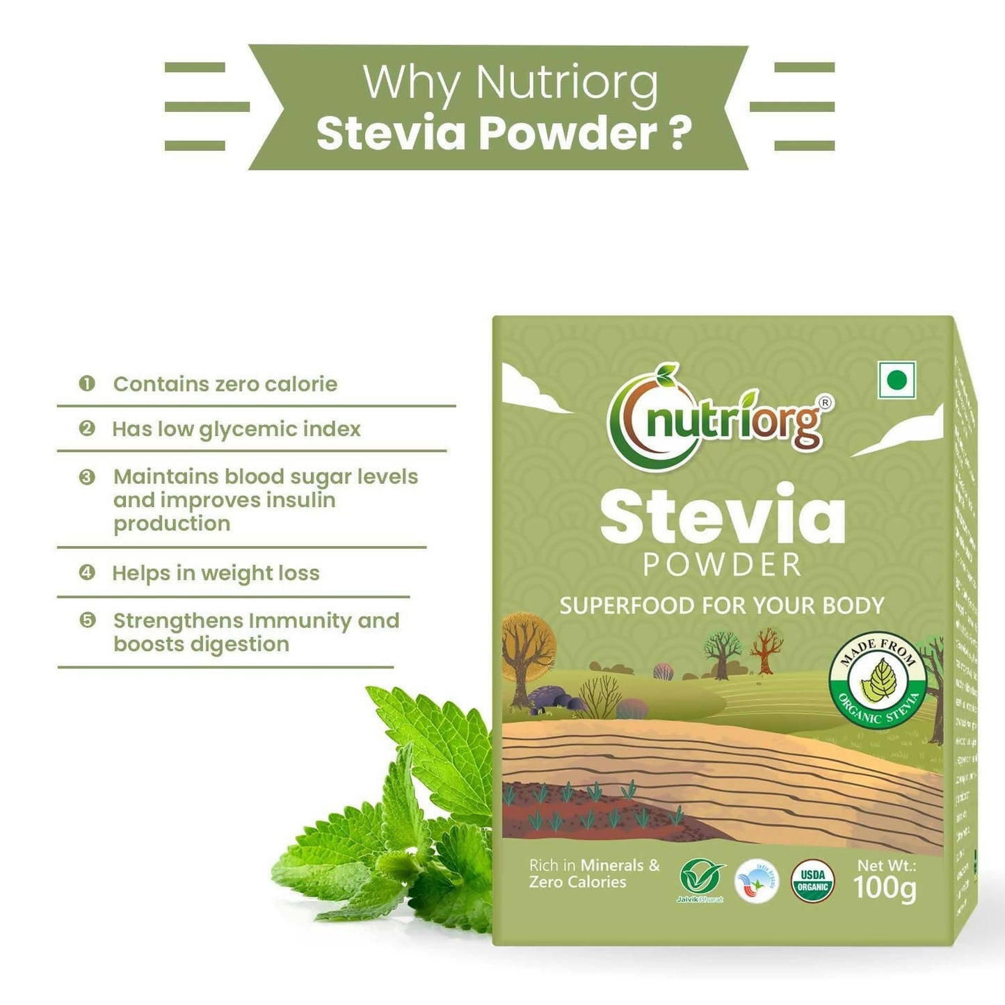 Nutriorg Certified Organic Stevia Powder
