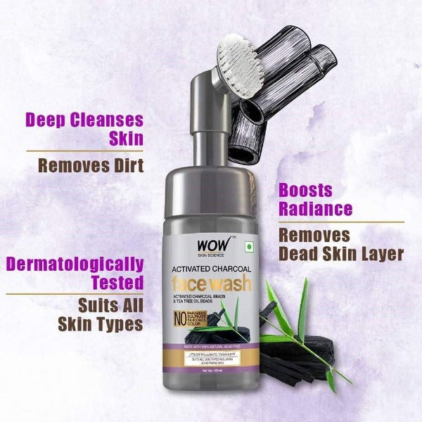 Wow Skin Science Charcoal Foaming Face Wash - Drmedicart