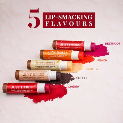 Just Herbs Peach Tinted Lip Balm with SPF 20+ for Dark Lips to Lighten