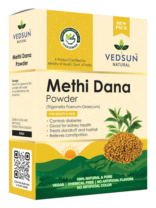 Buy Vedsun Naturals Methi Dana Powder pure and organic for Hair Growth from DrMediCart, Ship from India to USA