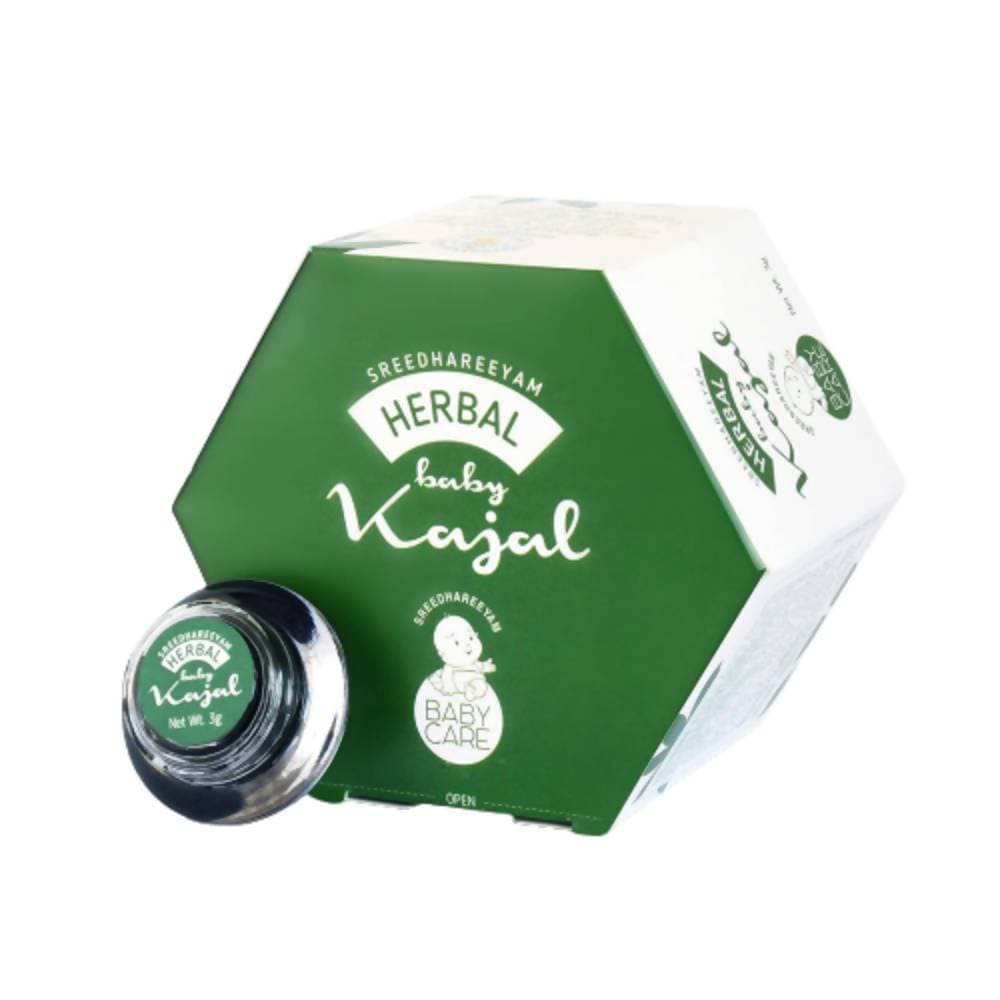 Sreedhareeyam Ayurveda Herbal Baby Kajal, for Babies and Adults with Gooseberry, Sahadevi, Yashtimadhu and Castor Oil