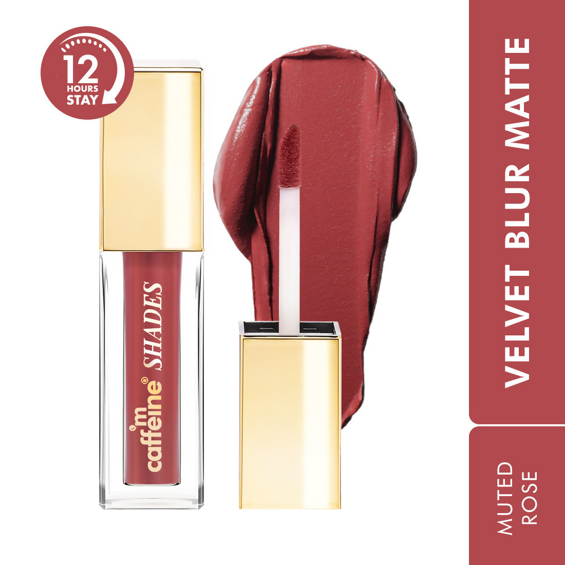 mCaffeine Shades Velvet Blur Matte Liquid Lipstick 12 Hrs Stay & Lightweight - Muted Rose