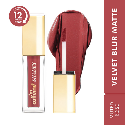 mCaffeine Shades Velvet Blur Matte Liquid Lipstick 12 Hrs Stay & Lightweight - Muted Rose