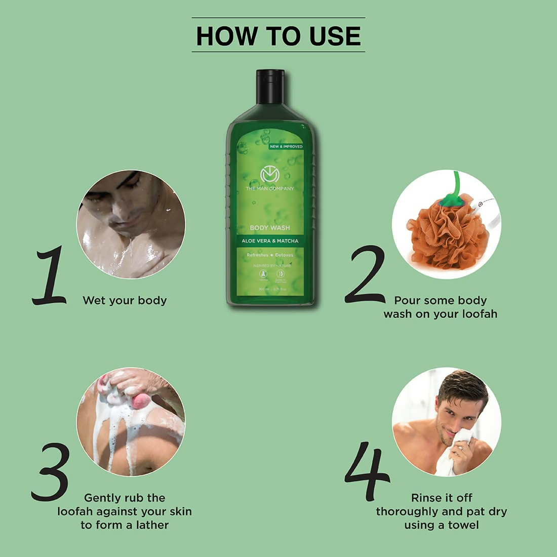 The Man Company Aloe Vera & Matcha Body Wash For Glowing & Smooth Skin Enriched With Green Tea & Moringa Leaf Extract