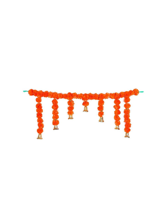 Tied Ribbons Orange Hanging Marigold Flowers Garland