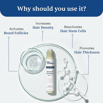 Man Matters Advanced Hair Growth Rosemary Serum Roll on, 3% Redensyl,2% Anagain,1% Aminexil & Rosemary Leaf Extract