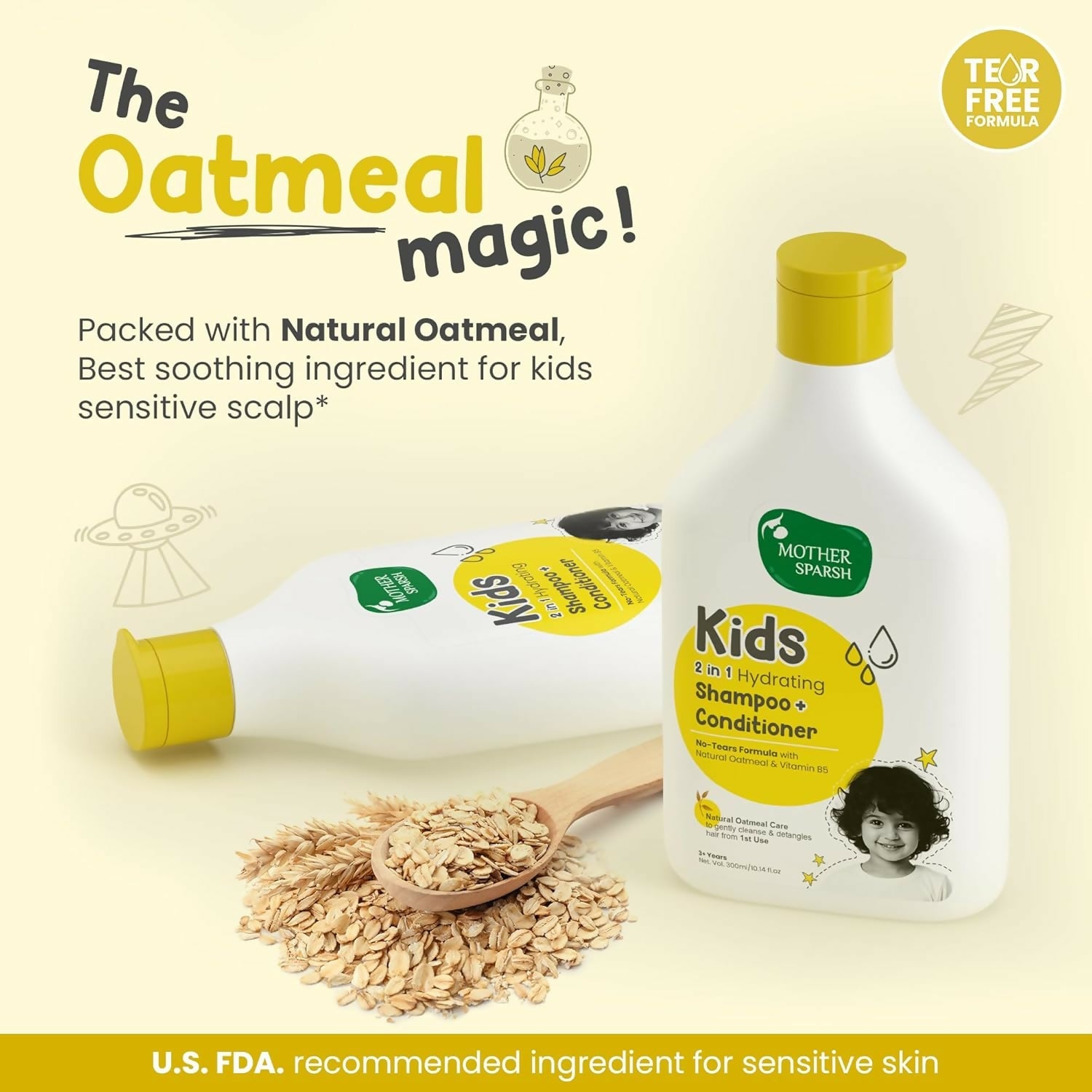 Mother Sparsh 2 In 1 Hydrating Shampoo + Conditioner for Kids & Babies With Natural Oatmeal & Vitamin B5