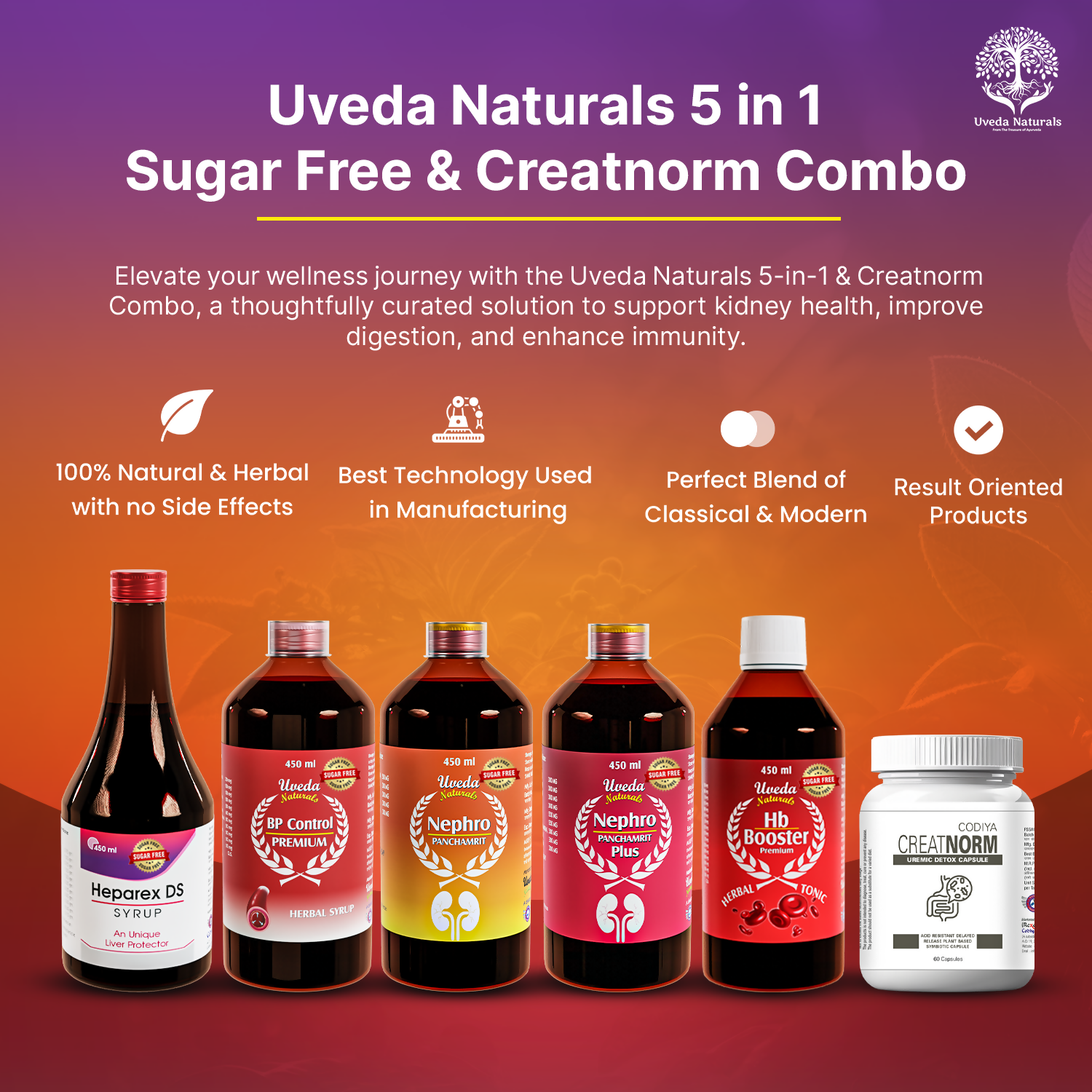 Uveda Naturals 5-in-1 & Creatnorm Sugar Free Combo