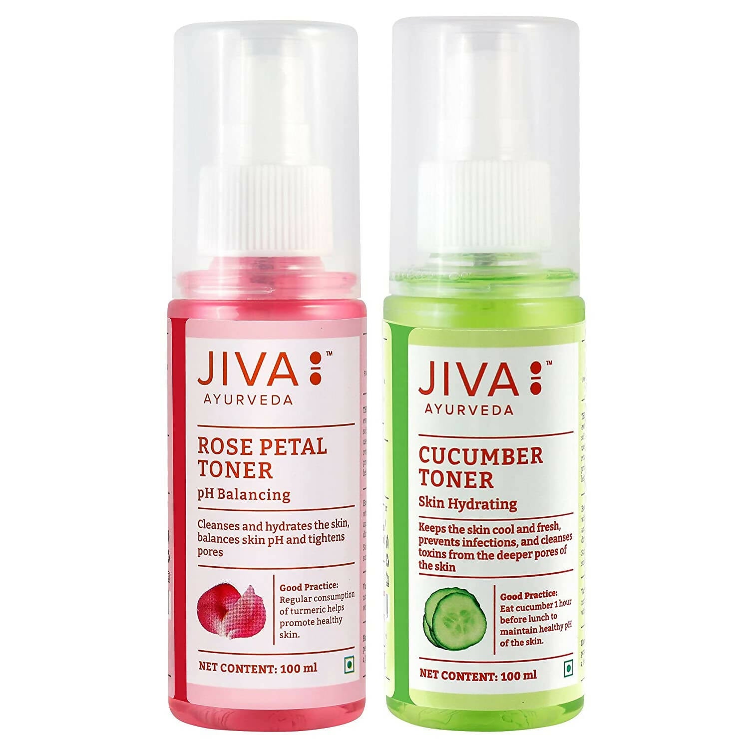 Jiva Ayurveda Rose Petal Water & Cucumber Water Skin Toner Combo