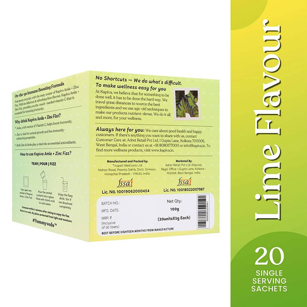 Kapiva Ayurveda Amla & Zinc Fizz - Lime Flavour