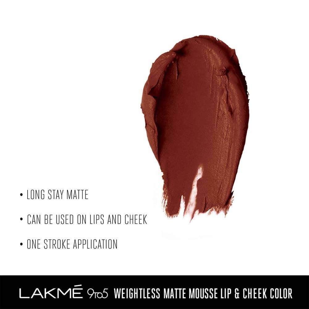 Lakme 9 To 5 Weightless Matte Mouse Lip & Cheek Color - Chocolate Mousse - DrMediCart