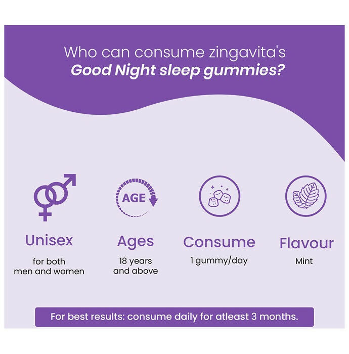 Zingavita Melatonin 5mg Good Night Sleep Gummies - Drmedicart