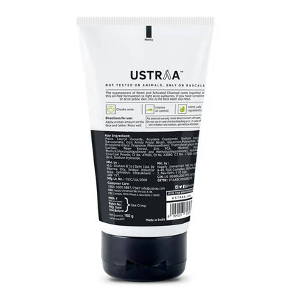 Ustraa Acne Control With Neem Charcoal Face Wash For Men - Drmedicart