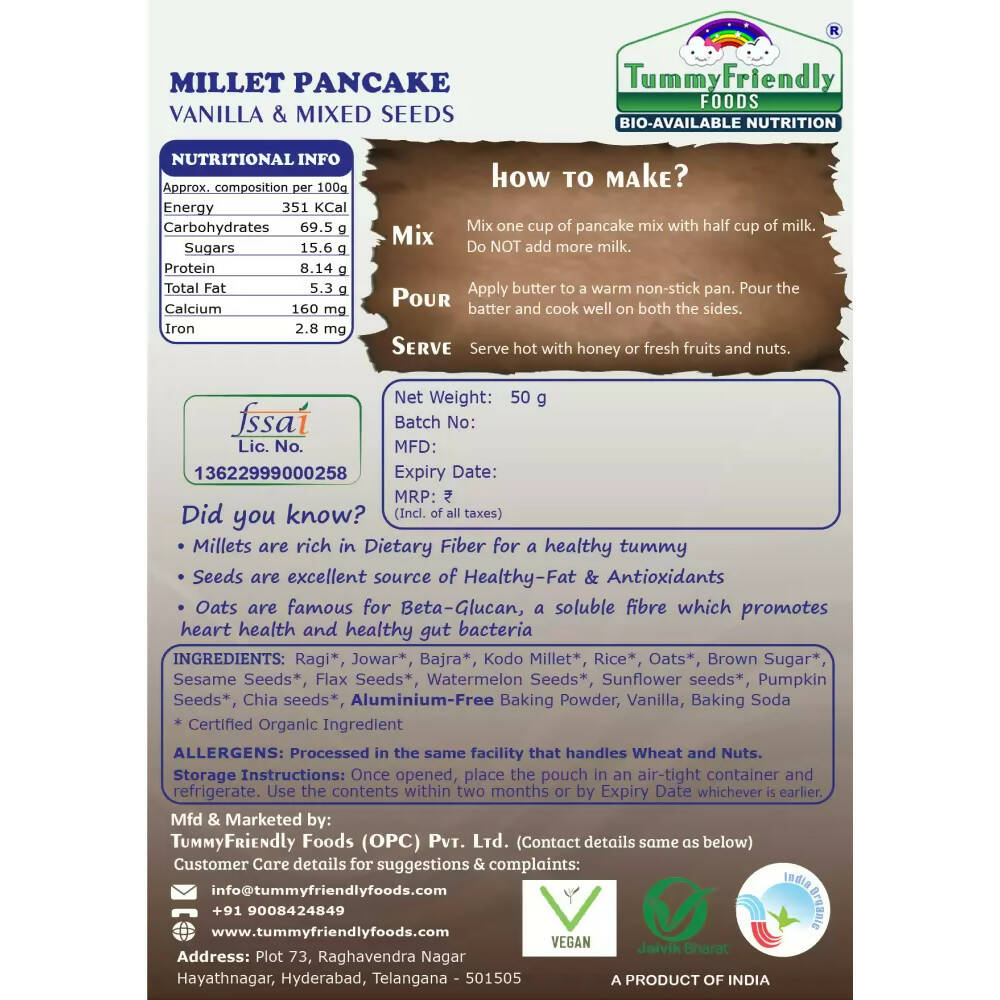 TummyFriendly Foods Aluminium-Free Millet Pancake Mixes Trial Packs with Chocolate, Nuts, Seeds, Veggies - Drmedicart