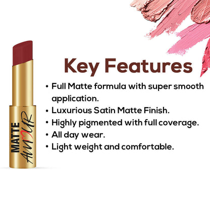 Jaquline USA Matte Amour Matte Lipstick  - Flirtatious 06