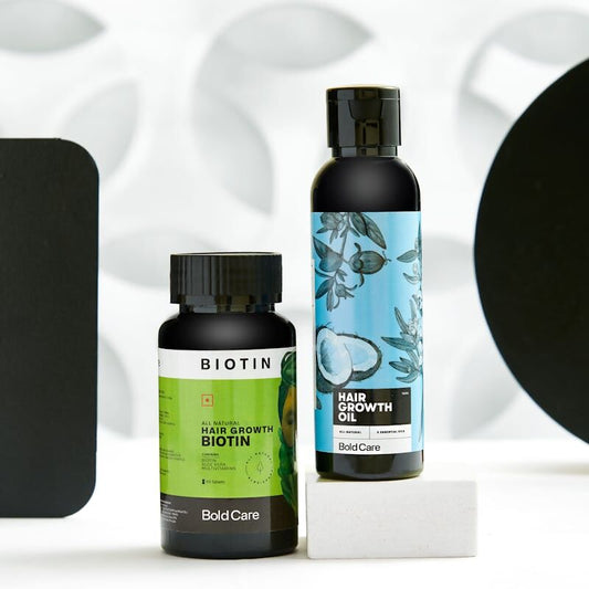 Buy Bold Care Hair Growth Oil + Biotin Supplements Combo from DrMediCart, Ship from India to USA