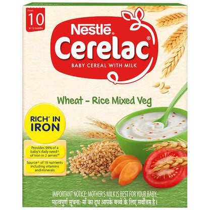 Buy Nestle Cerelac Baby Cereal with Milk - Wheat-Rice Mixed Veg, From 10 to 24 Months from DrMediCart, Ship from India to USA