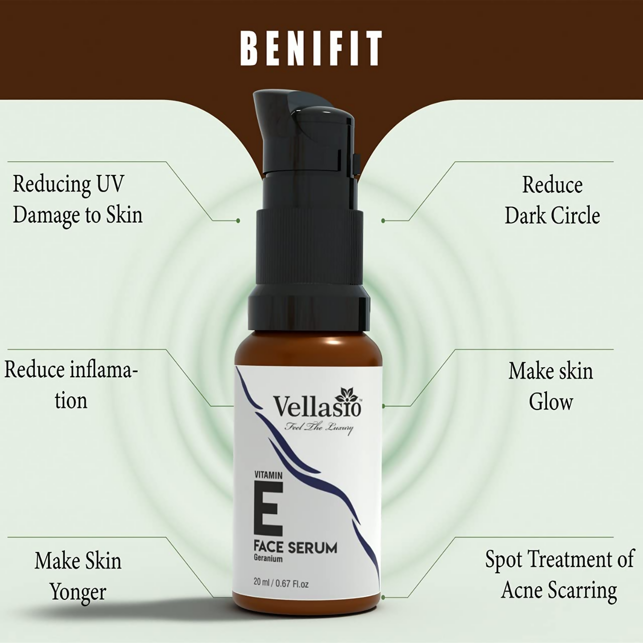 Vellasio Vitamin E Face Serum, Nourished Soft & Glow Skin