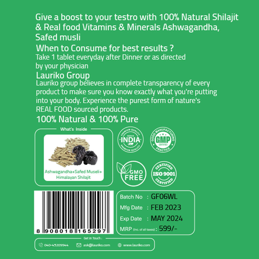 Laurik Testosterone Himalayan Sj, Ashwagandha, Safed Musli, Maca Root, And Korean Red Ginseng Tablets