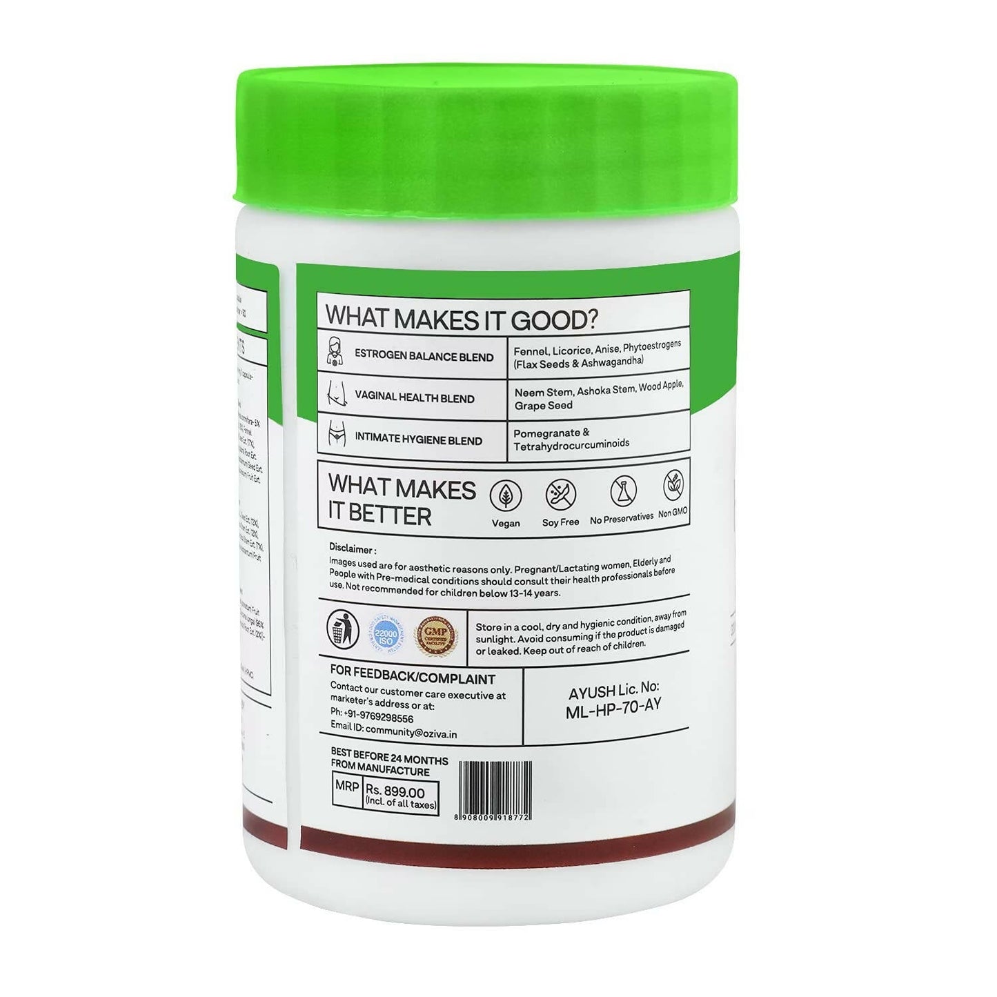 OZiva Plant Based HerComfort with Ashwagandha, Flax Seeds & Ashoka Stem Extracts Capsules