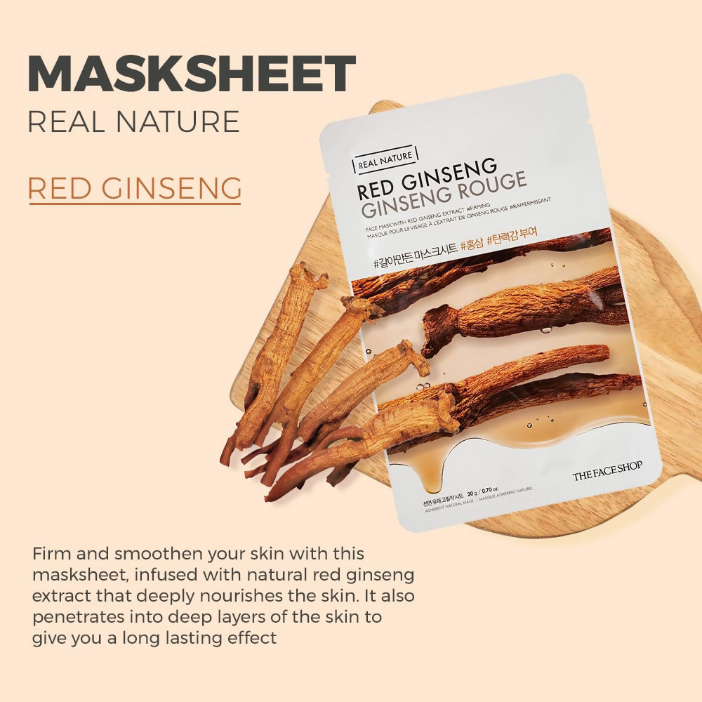 The Face Shop Real Nature Red Ginseng Face Mask - Korean Skincare
