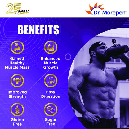 Dr. Morepen Muscle Food Mass Gainer with Ashwagandha & Gokshura - Belgian Chocolate Flavour
