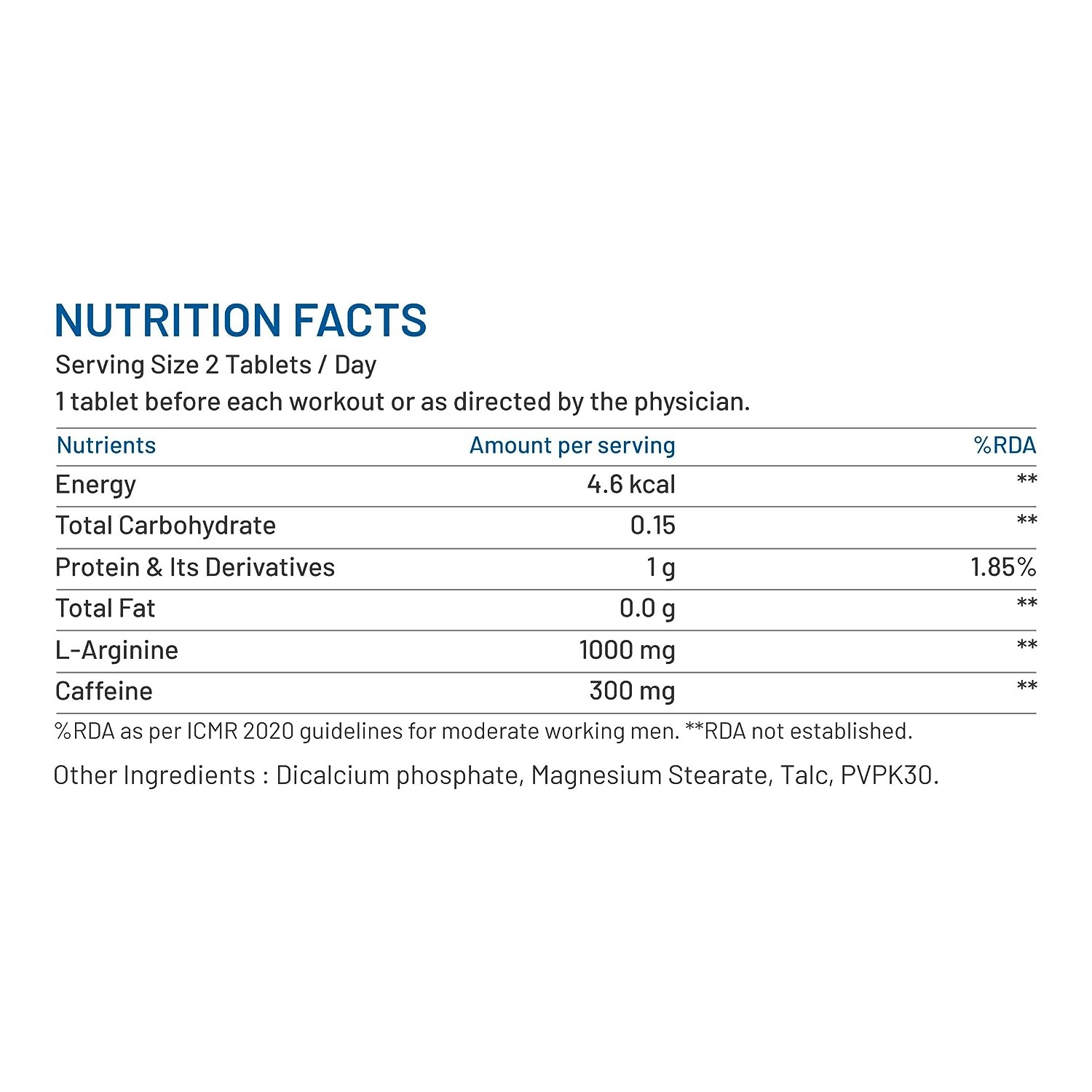 Bliss Welness L-Arginine Caffeine Tablets