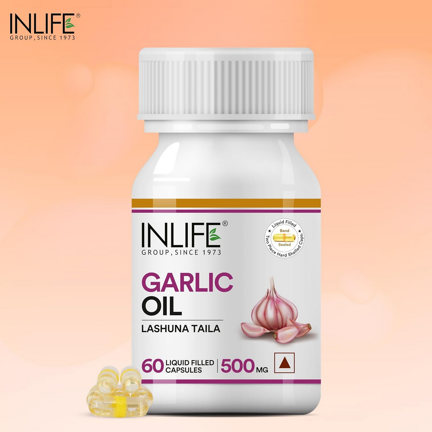Inlife Garlic Oil Supplement 500 mg Capsules